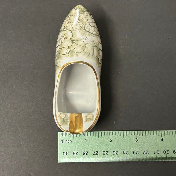 Vintage Made in Holland Small Personal Ashtray Green Gold - Picture 7 of 8